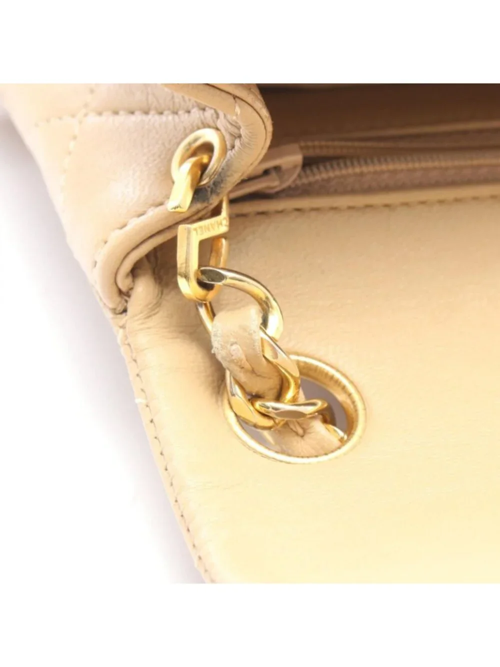 Chanel Shoulder Bag Mini Quilted Beige Lambskin Mini Chain